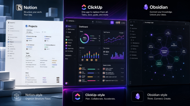 Notion vs ClickUp vs Obsidian — Which Productivity App Wins in 2026?